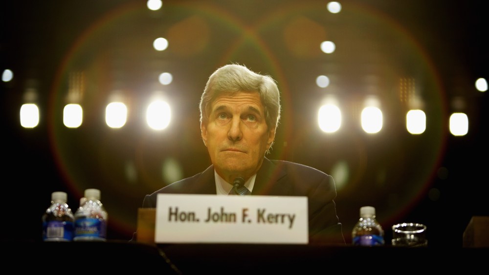 U.S. Secretary of State John Kerry testifies during a hearing on Sept. 17, 2014 on Capitol Hill in Washington, D.C.