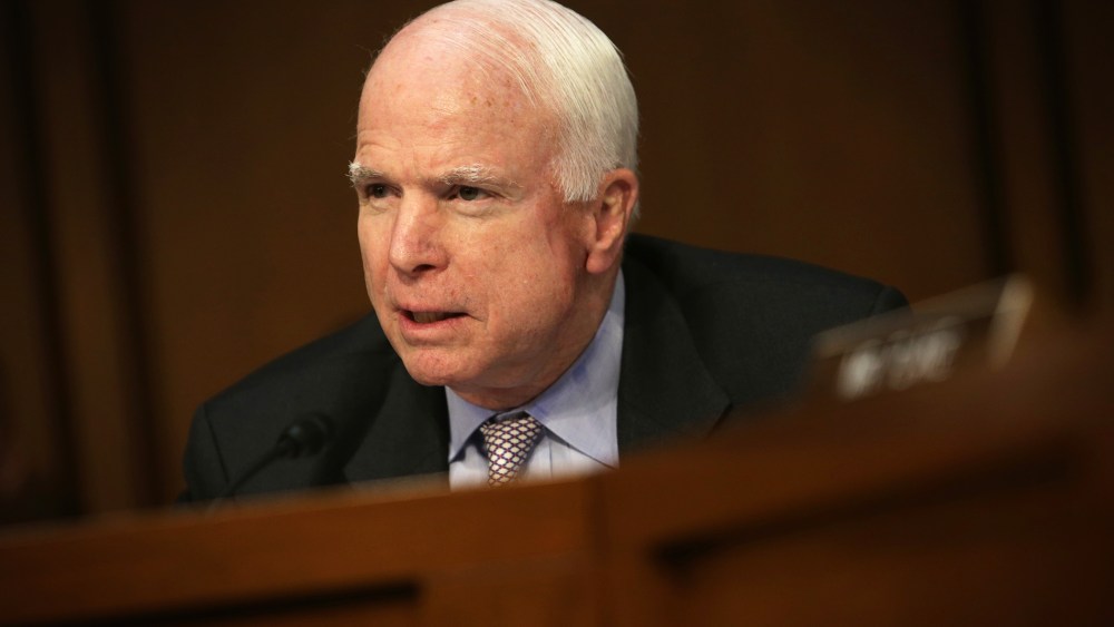 Sen. John McCain (R-Ariz.) speaks during a hearing before the Senate Foreign Relations Committee Sept. 17, 2014 on Capitol Hill in Washington, D.C. (Photo by Alex Wong/Getty)