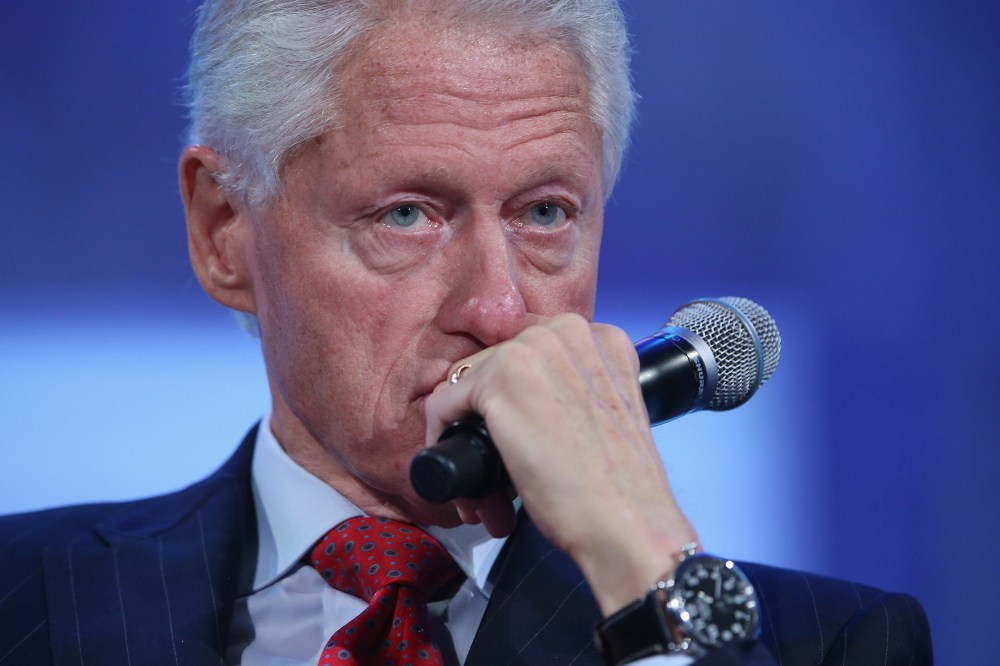 Former U.S. President Bill Clinton listens during a panel discussion at the opening plenary session of the Clinton Global Initiative (CGI), on September 22, 2014 in New York City.