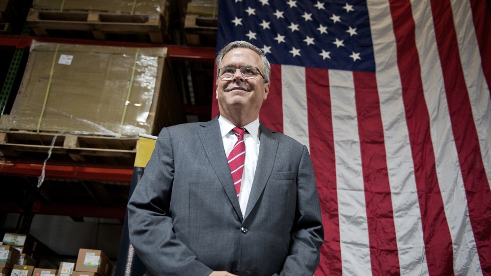 Former Florida Gov. Jeb Bush, attends an event with members of the National Federation of Independent Business at Illuminating Technologies Inc., in Greensboro, N.C., on Sept. 24, 2014.
