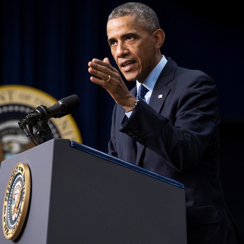 US President Barack Obama speaks at the White House in Washington, D.C. on Sept 26, 2014. (Photo by Nicholas Kamm/AFP/Getty)