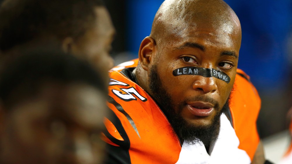 Devon Still #75 of the Cincinnati Bengals looks on during the fourth quarter against the New England Patriots at Gillette Stadium on Oct. 5, 2014 in Foxboro, Mass. (Photo by Jared Wickerham/Getty)