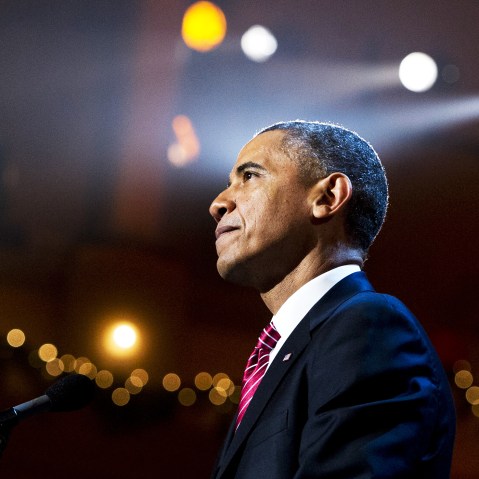 US President Barack Obama speaks during a taping of TNT's Christmas in Washington, Dec. 15, 2013.