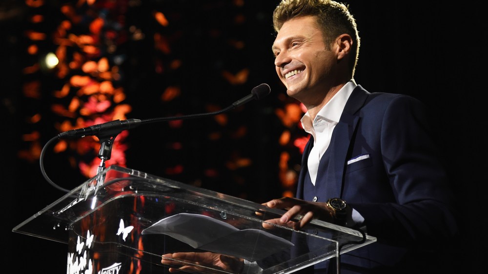 TV Personality Ryan Seacrest speaks onstage at an event on Oct. 10, 2014 in Los Angeles, Calif. (Photo by Jason Merritt/Getty for Variety)