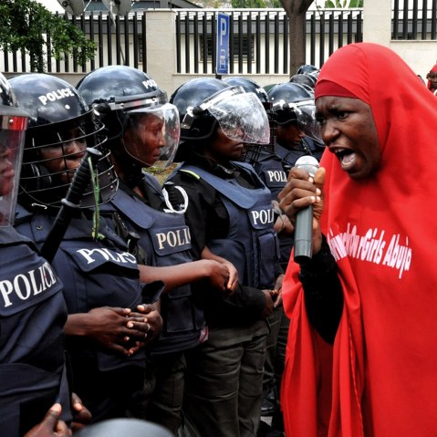 The Bring Back Our Girls campaign walk to President Goodluck Jonathan's official residence in Abuja to pressure the government to bring the missing teenagers home on Oct. 14, 2014 in Abuja, Nigeria. (Photo by MacJohn Akende/Anadolu Agency/Getty)