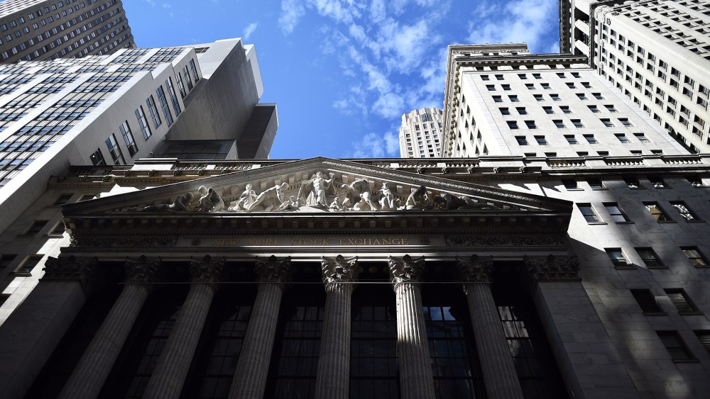 The New York Stock Exchange (NYSE) building is pictured on Oct. 16, 2014 in New York, N.Y. (Photo by Jewel Samad/AFP/Getty)