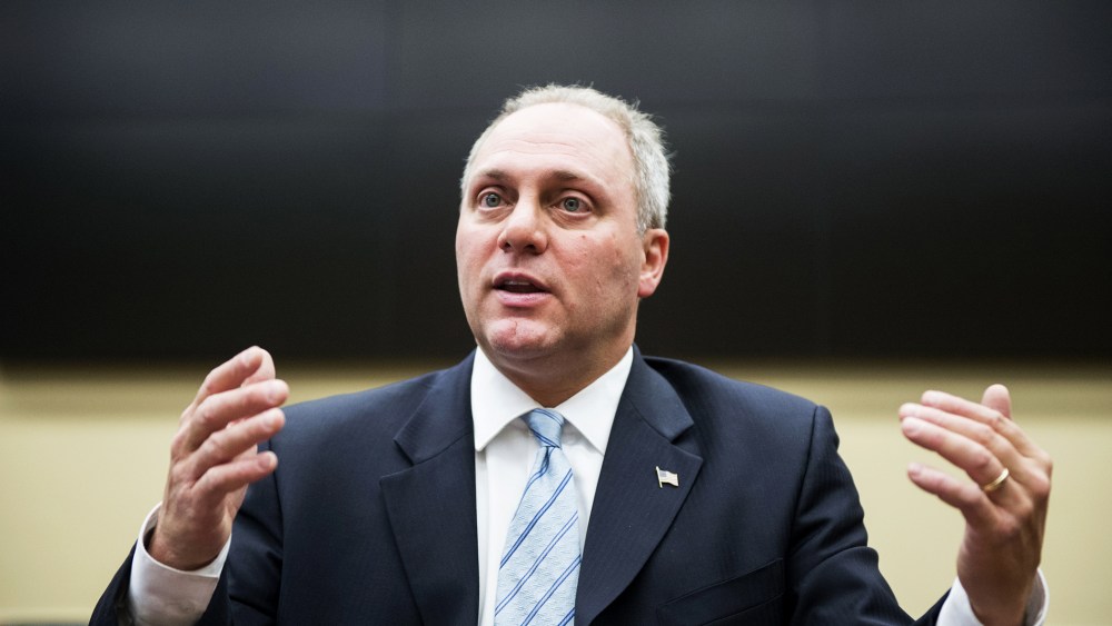 Steve Scalise, R-La., speaks with reporters in the Rayburn House Office Building in Washington on Oct. 16, 2014, in Washington, D.C. (Photo by Bill Clark/CQ Roll Call/Getty)