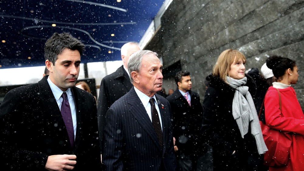 New York City Mayor Michael Bloomberg (2nd L) attends a ribbon cutting ceremony in Prospect Park in New York City on Dec. 17, 2013 .