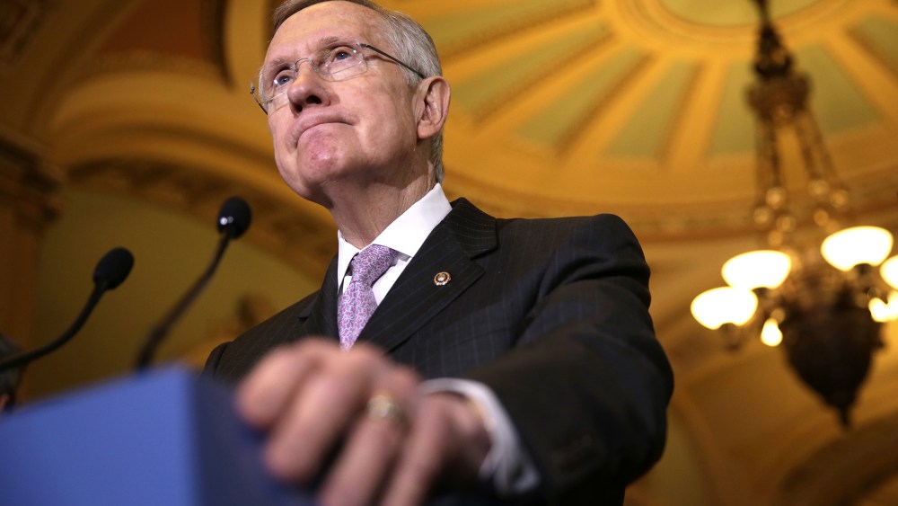 Senate Majority Leader Sen. Harry Reid (D-NV) speaks to members of the media, Dec. 17, 2013 in Washington, DC.