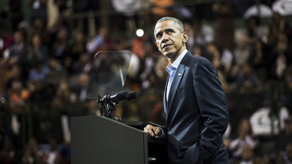 President Barack Obama pauses while speaking during an event on Oct. 19, 2014 in Chicago, Illinois. (Photo by Brendan Smialowski/AFP/Getty)