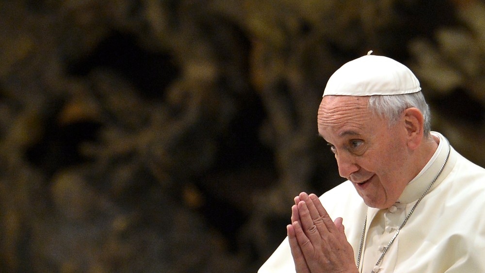 Pope Francis gestures during a meeting on the Vatican on Oct. 25, 2014.