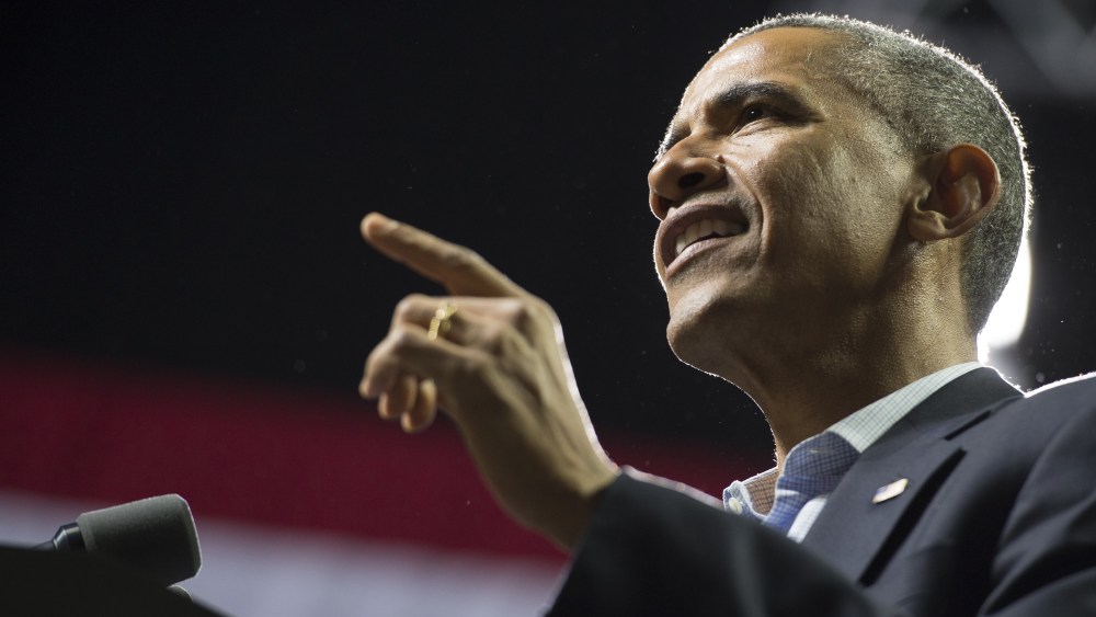US President Barack Obama speaks at a campaign rally for Tom Wolf, Democratic candidate for Pennsylvania Governor, at Temple University on Nov. 2, 2014. (Saul Loeb/AFP/Getty)