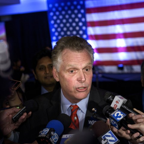 Virginia Governor Terry McAuliffe speaks to reporters on Nov. 4, 2014 in Arlington, Va. (Photo by Brendan Smialowski/AFP/Getty)