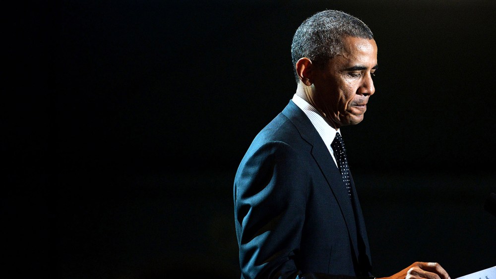 President Barack Obama speaks at "A Salute to the Troops: In Performance at the White House" on the South Lawn Nov. 6, 2014 in Washington, DC.