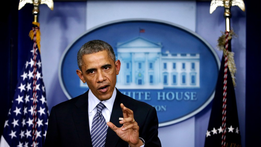 President Barack Obama makes a statement at the James Brady Press Briefing Room of the White House Nov. 24, 2014 in Washington, DC.