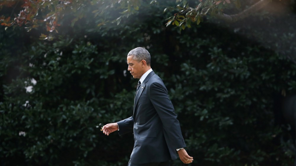 President Barack Obama walks toward Marine One while departing the White House, Nov. 25, 2014 in Washington, D.C. (Photo by Mark Wilson/Getty)