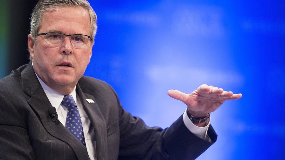 Former Florida Governor Jeb Bush speaks during the Wall Street Journal CEO Council in Washington, D.C. on Dec. 1, 2014. (Photo by Jim Watson/AFP/Getty)