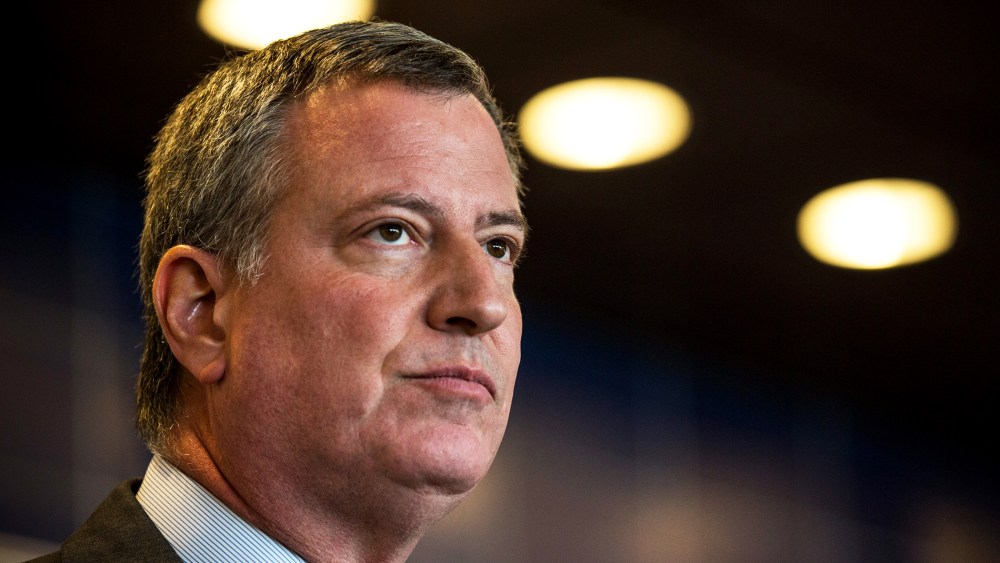 New York City Mayor Bill de Blasio speaks at a press conference on DEc. 4, 2014 in the Queens borough of in New York, N.Y. (Photo by Andrew Burton/Getty)