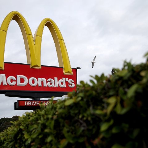 A sign outside of a McDonald's restaurant.