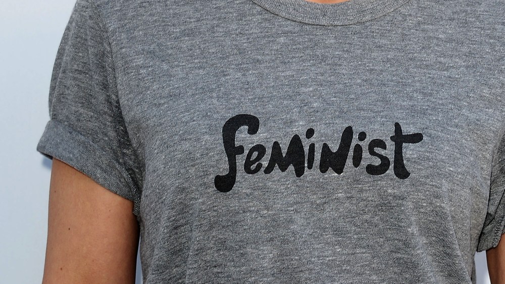 Actress Constance Zimmer, wearing a "feminist" t-shirt, attends the Hollywood Reporter's Women In Entertainment breakfast at Milk Studios on Dec. 10, 2014 in Los Angeles, Calif. (Photo by Jason LaVeris/FilmMagic/Getty)