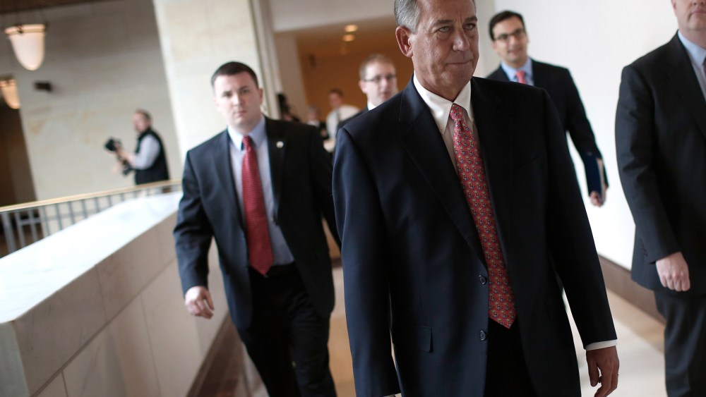 U.S. Speaker of the House John Boehner departs a press conference at the U.S. Capitol on Dec. 11, 2014 in Washington, DC. (Win McNamee/Getty)