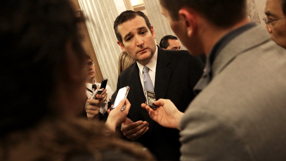 Sen. Ted Cruz (R-TX) speaks with reporters on Dec. 13, 2014 in Washington, D.C. (Photo by Win McNamee/Getty)