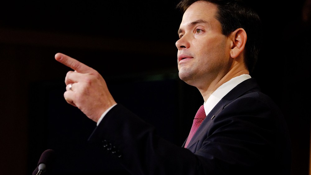 Sen. Marco Rubio (R-FL) speaks to the press on Dec. 17, 2014 in Washington, D.C. (Photo by T.J. Kirkpatrick/Getty)