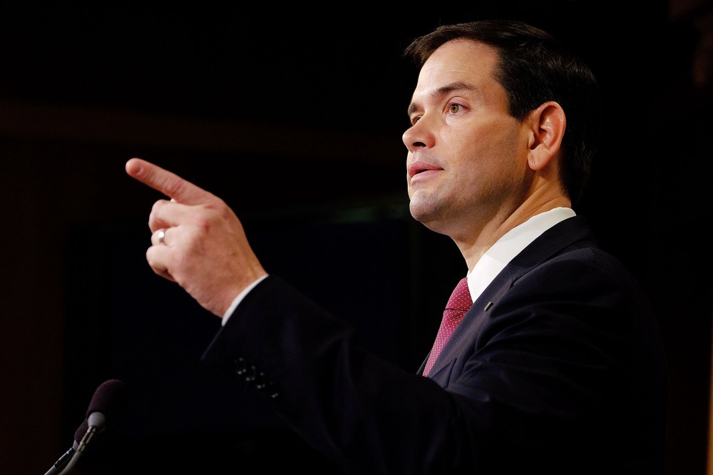 Sen. Marco Rubio (R-FL) speaks to the press on Dec. 17, 2014 in Washington, D.C. (Photo by T.J. Kirkpatrick/Getty)