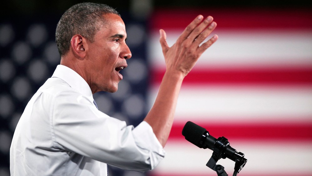 President Barack Obama speaks at an event on Jan. 7, 2015 in Wayne, Mich. (Photo by Bill Pugliano/Getty)