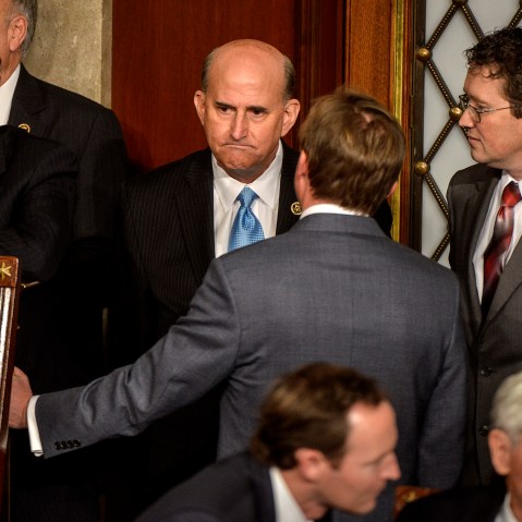Rep. Louis Gohmert(R-TX), makes a face while listening to votes for House Speaker, which he was a candidate for, on opening day of the 114th Congress, on Jan. 06, 2015 in Washington, DC.