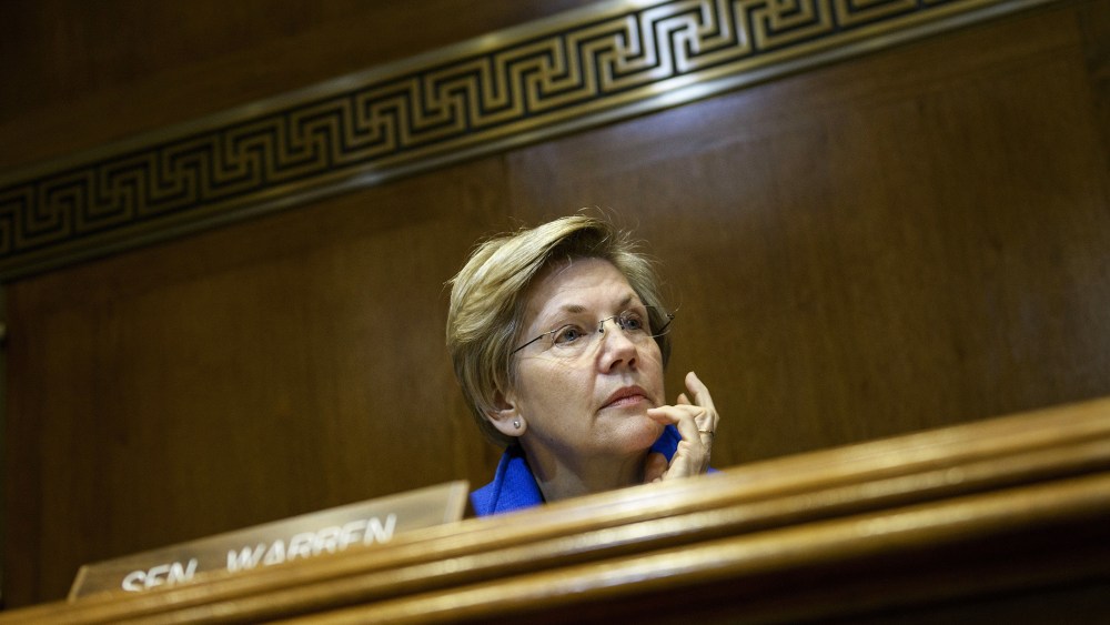 Senator Elizabeth Warren (D-Mass.) listens during a session on Capitol Hill Jan. 8, 2015 in Washington, D.C. (Photo by Brendan Smialowski/AFP/Getty)