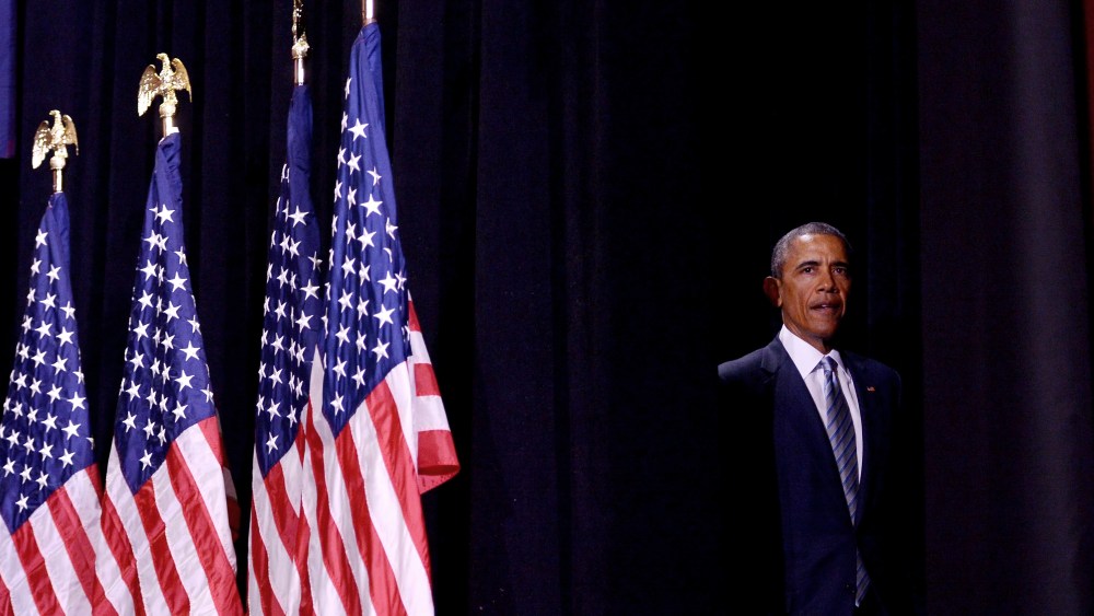 U.S. President Barack Obama arrives on stage to speak on new proposals for higher education accessibility at Pellissippi State Community College in Knoxville, Tennessee on Jan. 9, 2015. (Photo by Mandel Ngan/AFP/Getty)