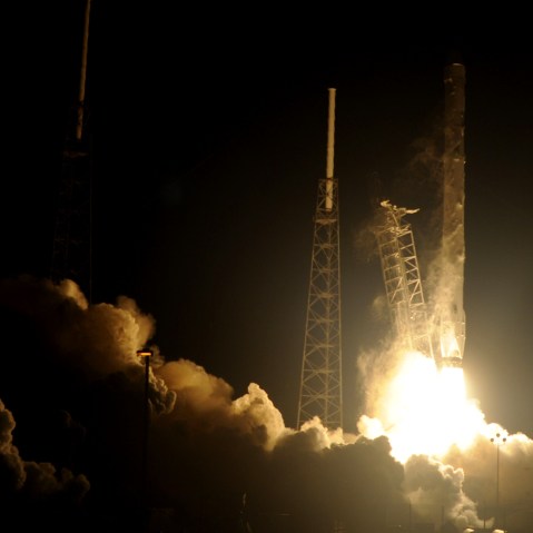 Space X's Falcon 9 rocket launched on Jan. 10, 2015 heading up to space from pad 40 at Cape Canaveral, Florida, carrying the Dragon CRS5 spacecraft on a resupply mission to the International Space Station (ISS).