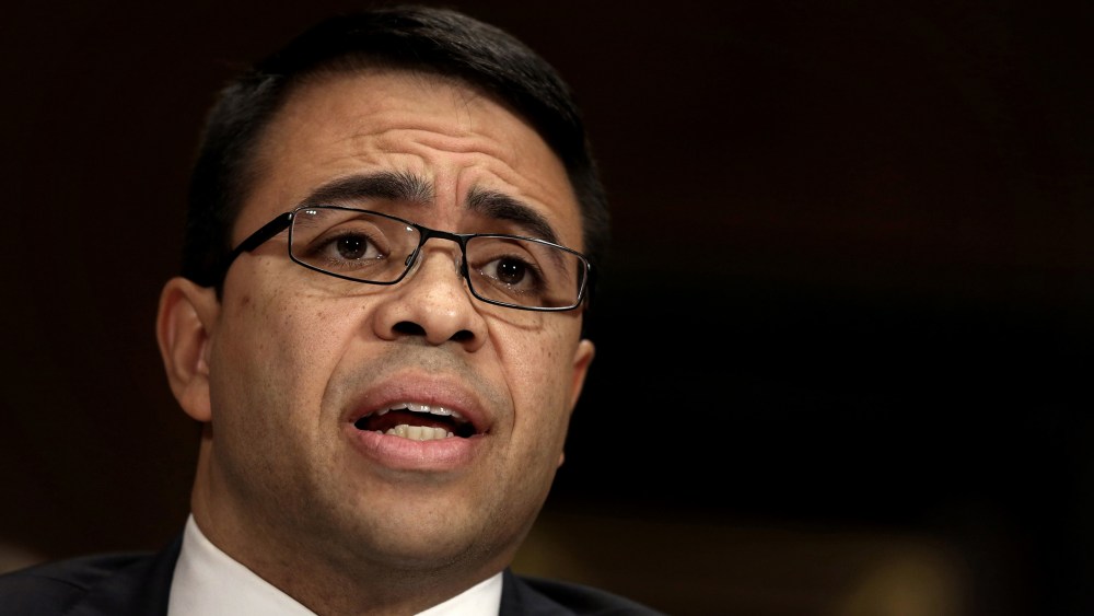 Senior counsel to the U.S. Senate Judiciary Committee Debo Adegbile testifies during his confirmation hearing before the Senate Judiciary Committee Jan. 8, 2014 on Capitol Hill in Washington, DC.