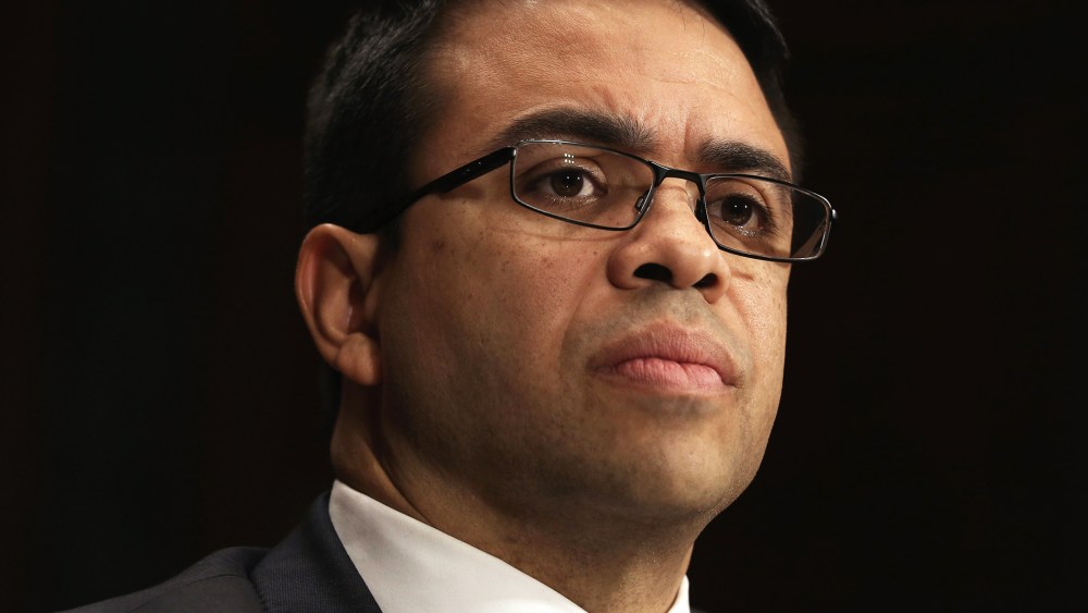 Senior counsel to the U.S. Senate Judiciary Committee Debo Adegbile testifies during his confirmation hearing, Jan. 8, 2014, on Capitol Hill in Washington, DC.