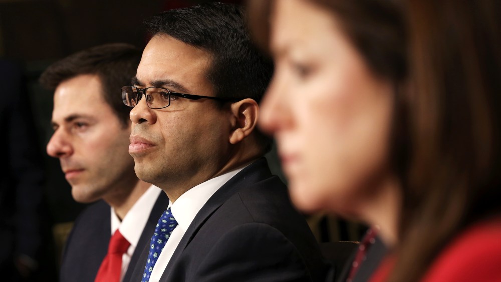 Debo Adegbile testifies during his confirmation hearing, January 8, 2014.