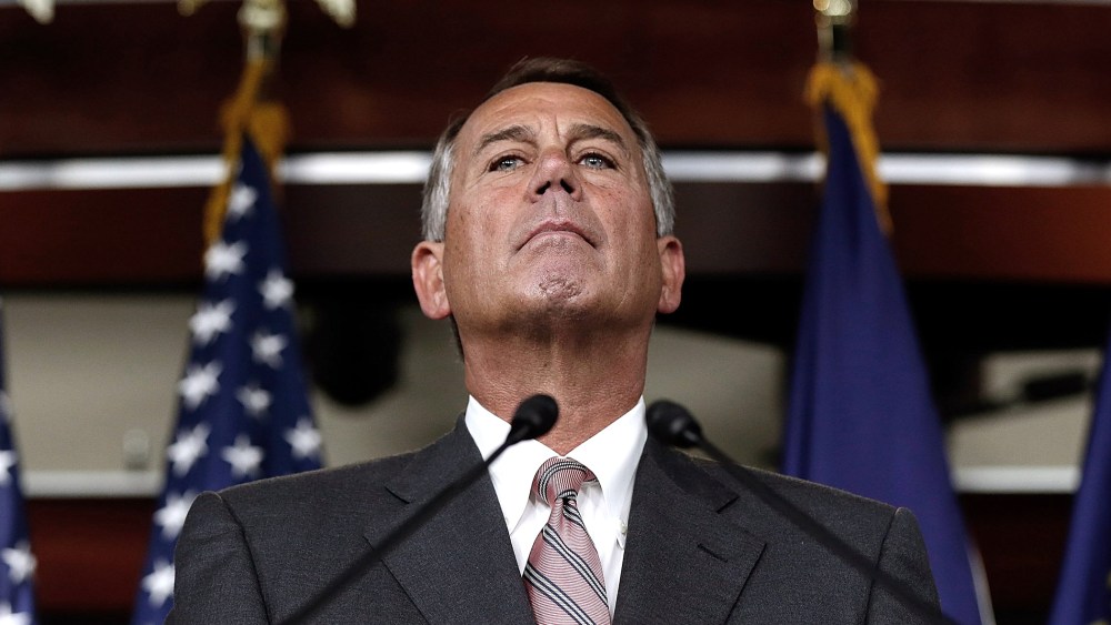 U.S. Speaker of the House John Boehner (R-OH) answers questions during his weekly press conference Jan. 9, 2014.