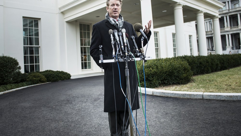 Rand Paul speaks to the press outside the White House, Jan. 9, 2014.