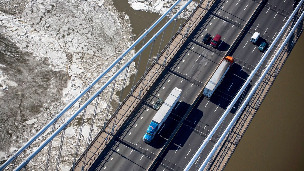 Traffic drives across the George Washington Bridge, Jan. 9, 2014.