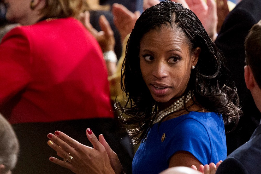 Rep. Mia Love waits for U.S. President Barack Obama to deliver the State of the Union address to a joint session of Congress at the Capitol in Washington, D.C., U.S., on Jan. 20, 2015.