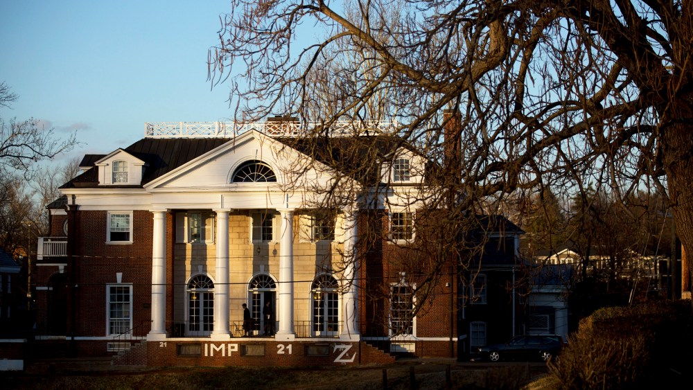 The Phi Kappa Psi fraternity stands next to the University of Virginia (UVA) campus in Charlottesville, Va., on Jan. 16, 2015. (Photo by Andrew Harrer/Bloomberg/Getty)