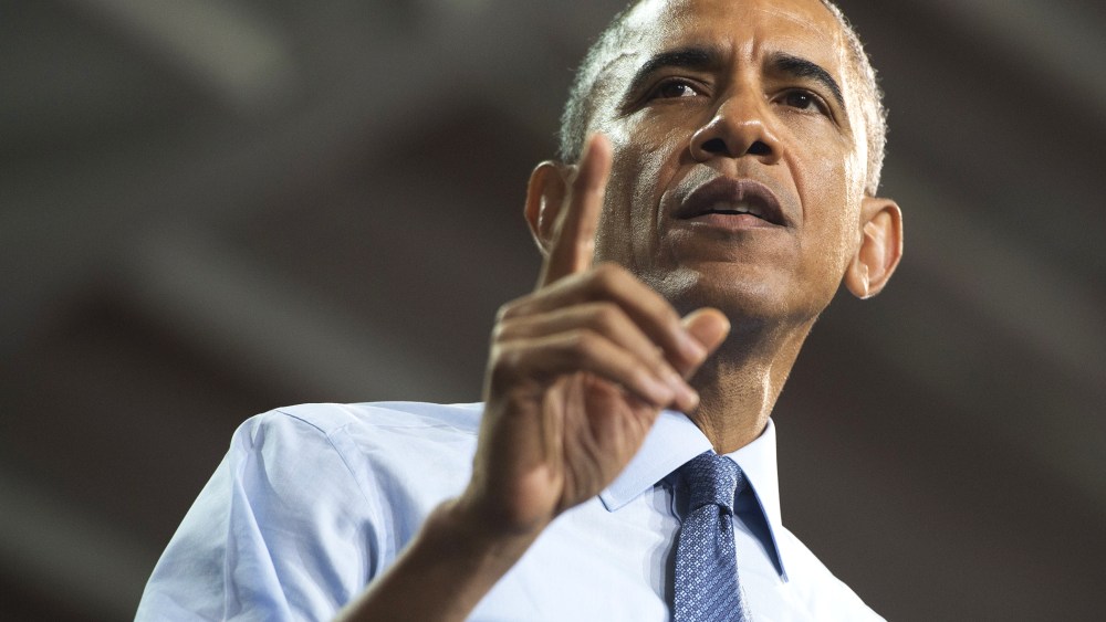 President Barack Obama speaks in Lawrence, Kansas, on Jan., 22, 2015. (Photo by Saul Loeb/AFP/Getty)