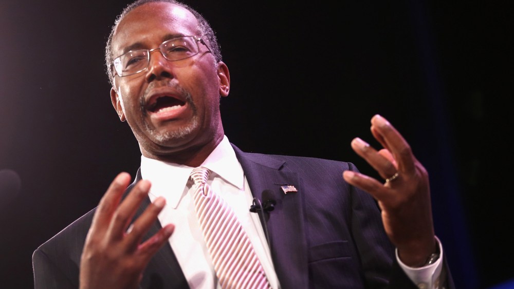 Dr. Ben Carson speaks to guests at the Iowa Freedom Summit on Jan. 24, 2015 in Des Moines, Iowa