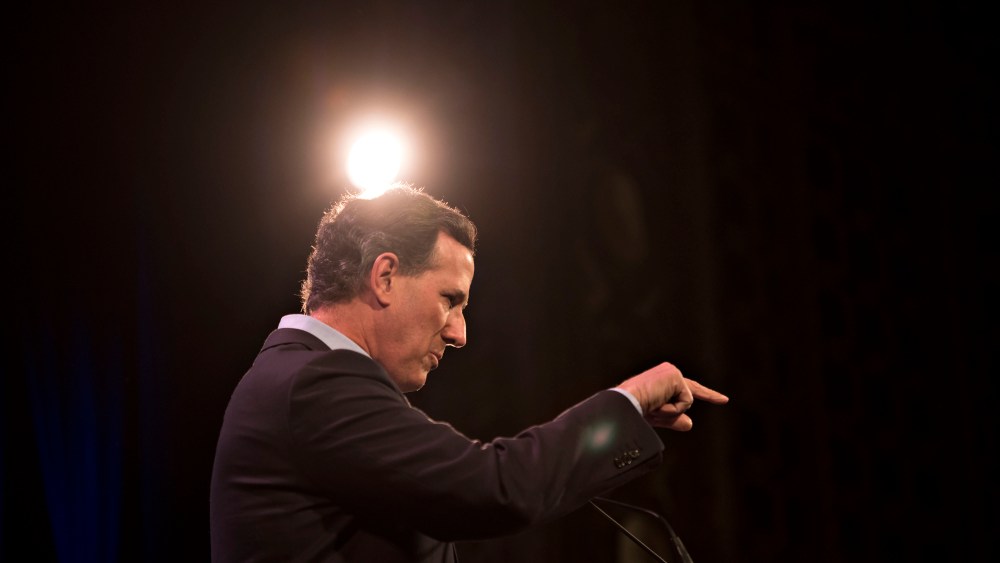 Rick Santorum speaks during the Iowa Freedom Summit in Des Moines, Ia., Jan. 24, 2015. (Photo by Daniel Acker/Bloomberg/Getty)