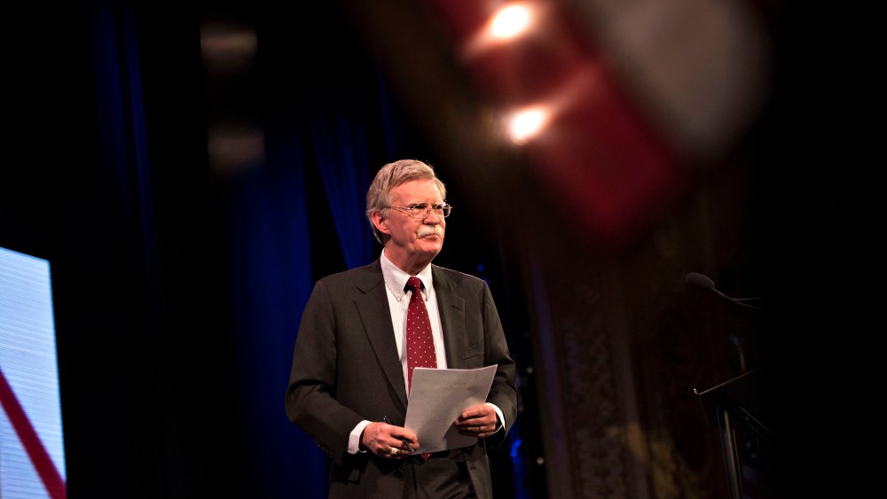 John Bolton, former U.S. ambassador to the United Nations, walks on stage during the Iowa Freedom Summit in Des Moines, Iowa, on Jan. 24, 2015. (Photo by Daniel Acker/Bloomberg/Getty)