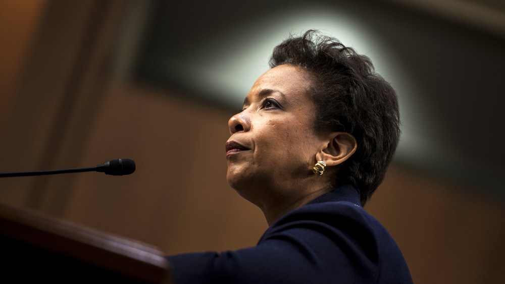 Loretta Lynch listens during her confirmation hearing before the Senate Judiciary Committee Jan. 28, 2015 in Washington, D.C. (Photo by Brendan Smialowski/AFP/Getty