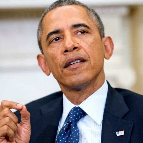 President Barack Obama speaks in the Oval Office of the White House on Jan. 13, 2013.