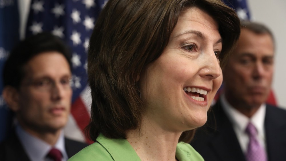 Rep. Cathy McMorris Rodgers (R-WA) speaks during a news briefing after a House Republican Conference meeting January 14, 2014 on Capitol Hill in Washington, D.C.