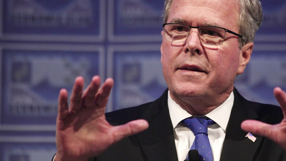 Former Florida Governor Jeb Bush speaks at the Detroit Economic Club on Feb. 4, 2015 in Detroit, Mich.