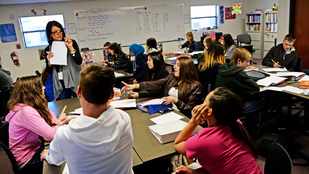High school students in class at Prairie View High School, in Henderson, Colorado, Jan. 15, 2014.